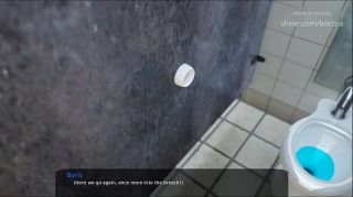 man goes into ladies toilet with glory hole