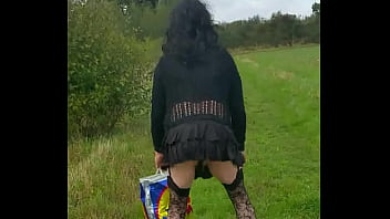 crossdressers flashing stockings in public videos