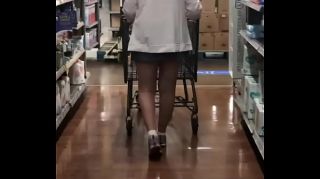 wife goes shopping in short dress no panties