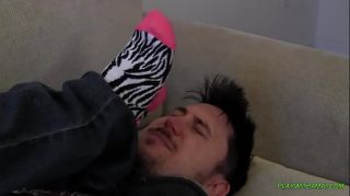 lesbains pullsoff sleeping girl boots smells her sock feet porn